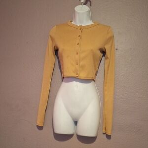 Made In The Uk Mustard Button-Up Crop Top